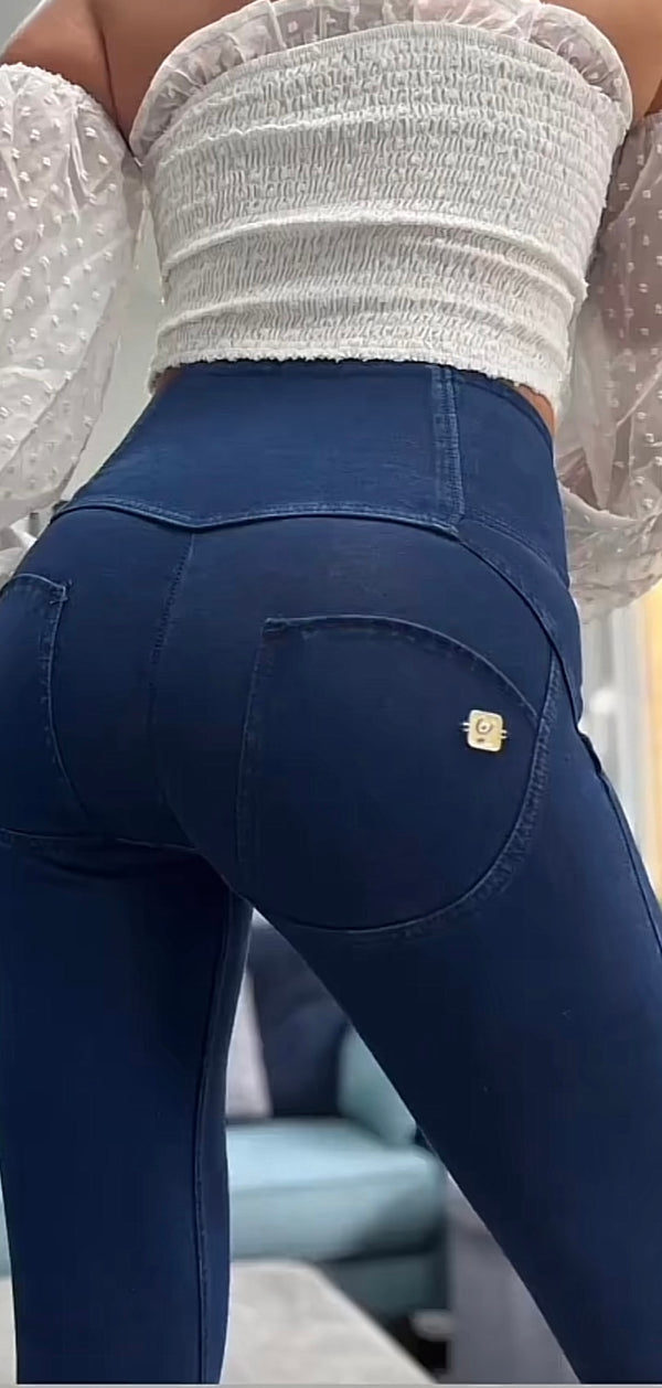 AMAZING FREDDYS NAVY , 3 BUTTON HIGH WAIST BLUE STICH