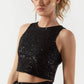 BLACK CROP SEQUENCE TOP