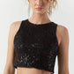 BLACK CROP SEQUENCE TOP