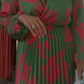 GREEN LONG PLEAT DRESS