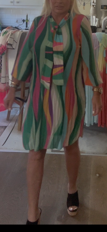 RAINBOW PLEAT DRESS
