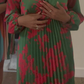 GREEN LONG PLEAT DRESS