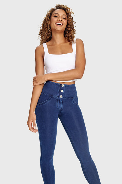 Freddy 3 Button High Waist Blue Stitch Jeans