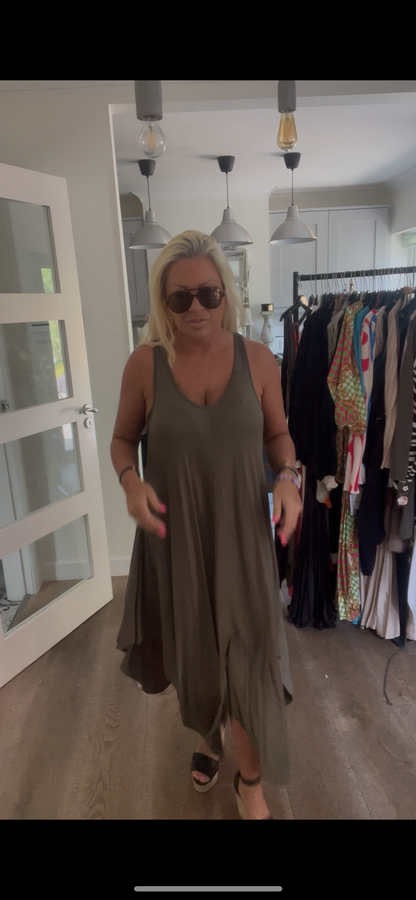 KHAKI COTTON DRESS