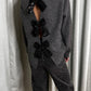 SATIN BOW CASHMERE LOOK KNIT GREY