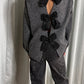 SATIN BOW CASHMERE LOOK KNIT GREY