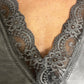 LACE SILK CAMI TOP GREY