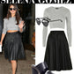 PLEATED LEATHER SATIN SKIRT