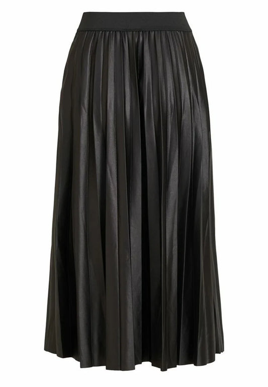 PLEATED LEATHER SATIN SKIRT