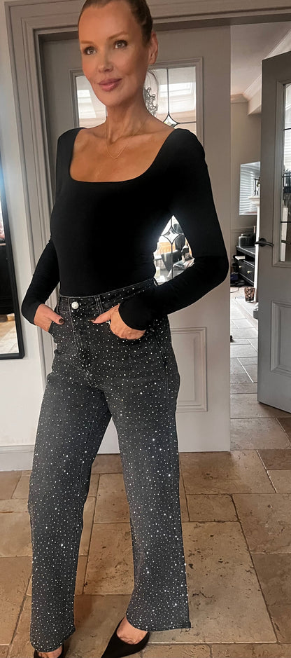 Crystal Sparkle Wideleg Jeans