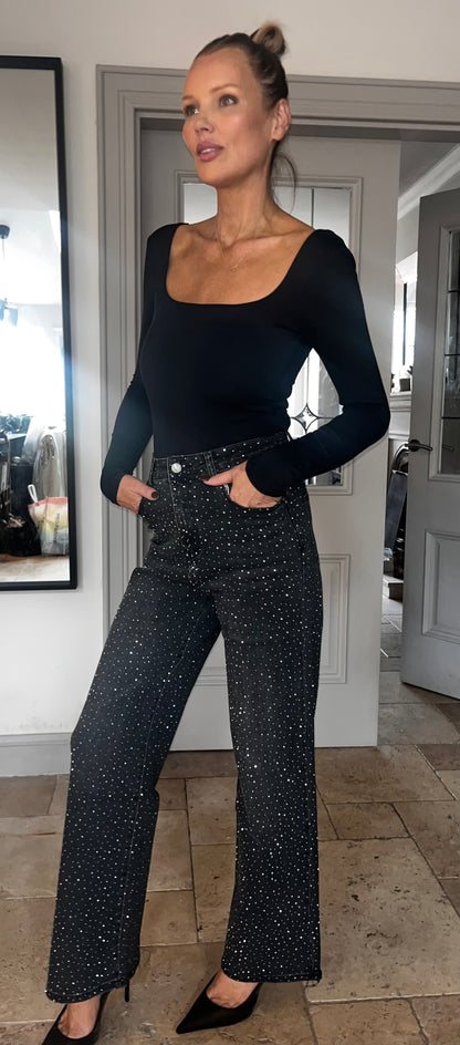 Crystal Sparkle Wideleg Jeans