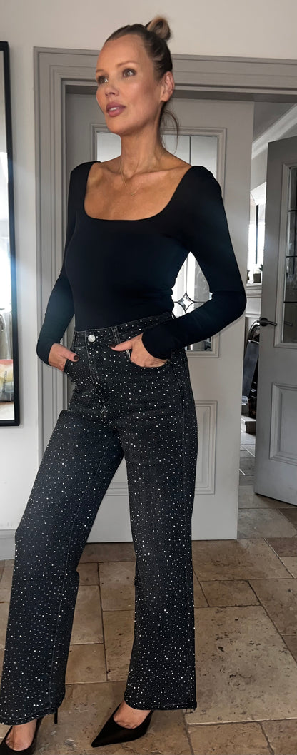 Crystal Sparkle Wideleg Jeans