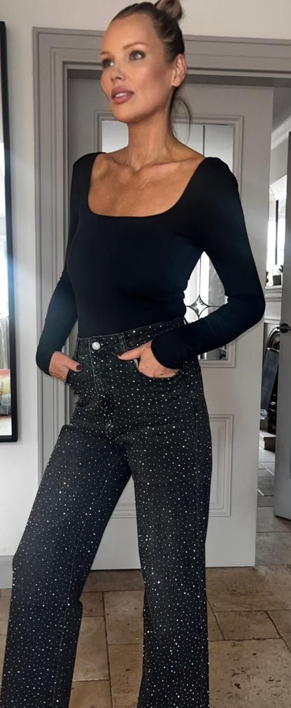 Crystal Sparkle Wideleg Jeans