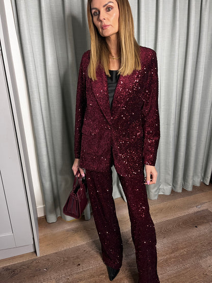 SEQUIN BURGANDY BLAZER