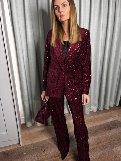 SEQUIN BURGANDY BLAZER