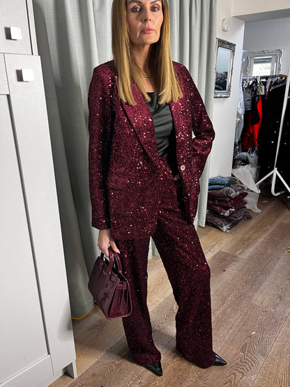 SEQUIN BURGANDY BLAZER
