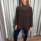 BROWN EMBELLISHED OVERSIZE KNIT