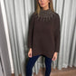 BROWN EMBELLISHED OVERSIZE KNIT