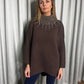 BROWN EMBELLISHED OVERSIZE KNIT