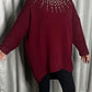 BURGANDY EMBELLISHED OVERSIZED KNIT