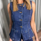 DENIM FITTED WAISTCOAT ITALIAN STRETCH INDIGO.