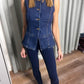 DENIM FITTED WAISTCOAT ITALIAN STRETCH INDIGO.