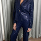 SEQUIN SUIT NAVY BLUE