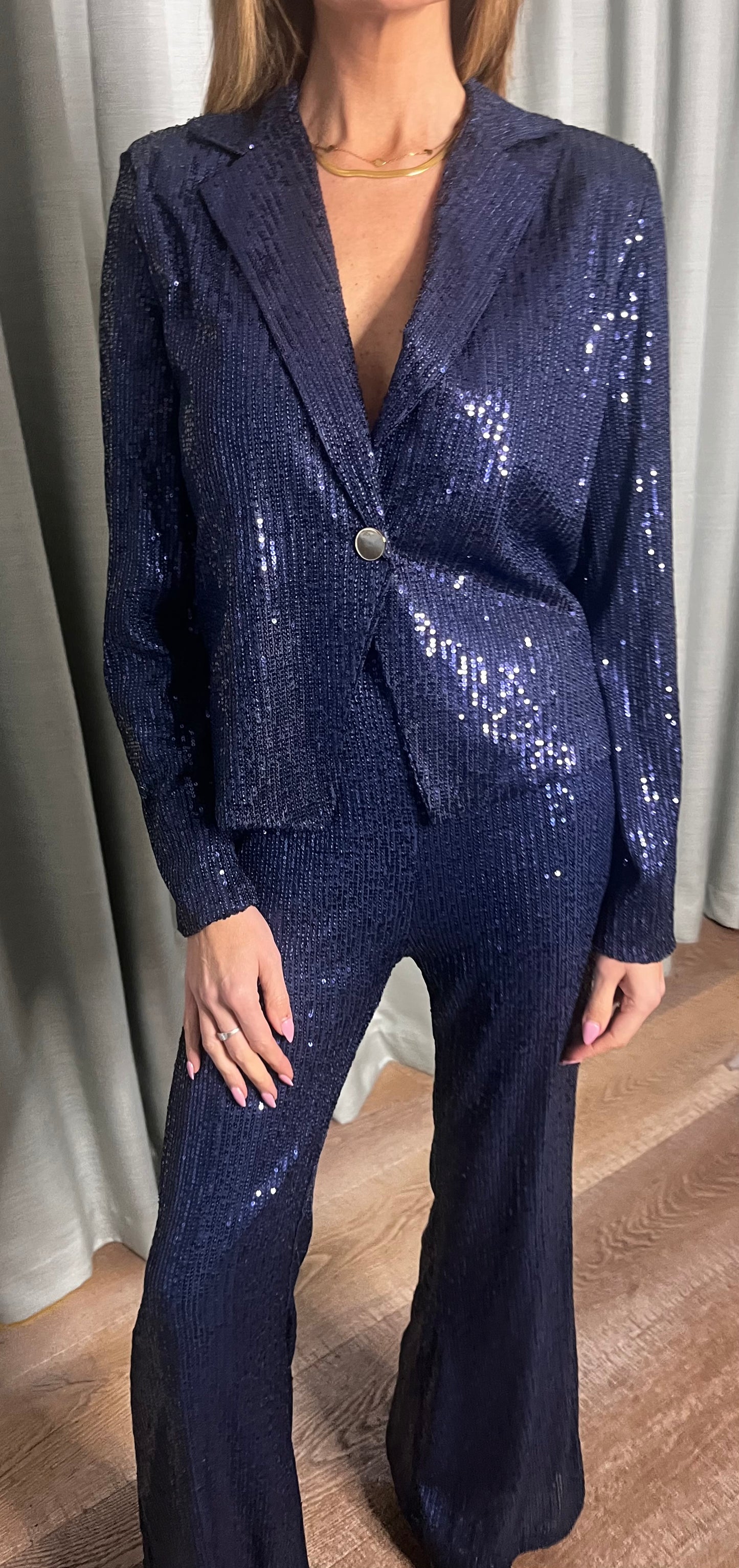 SEQUIN SUIT NAVY BLUE