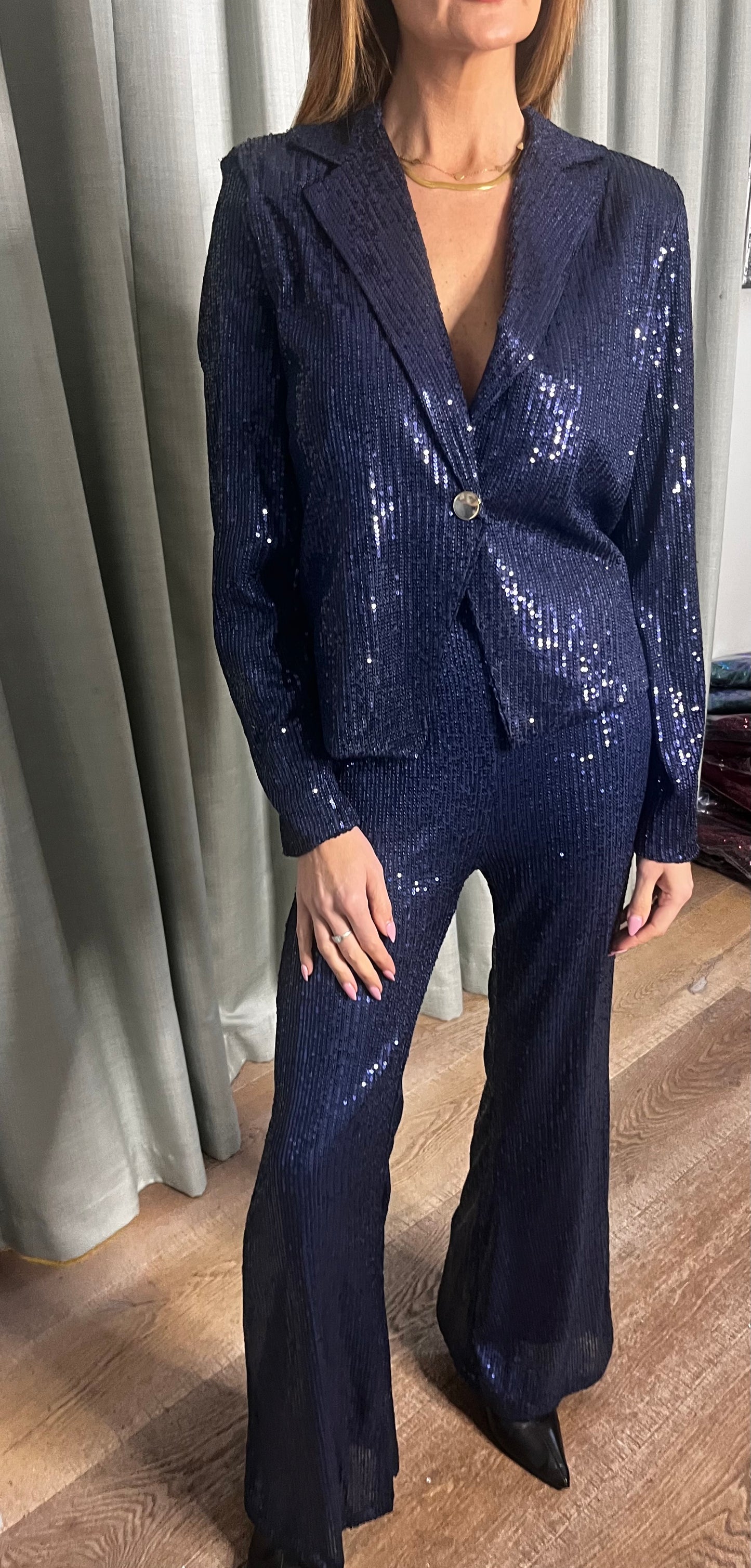 SEQUIN SUIT NAVY BLUE