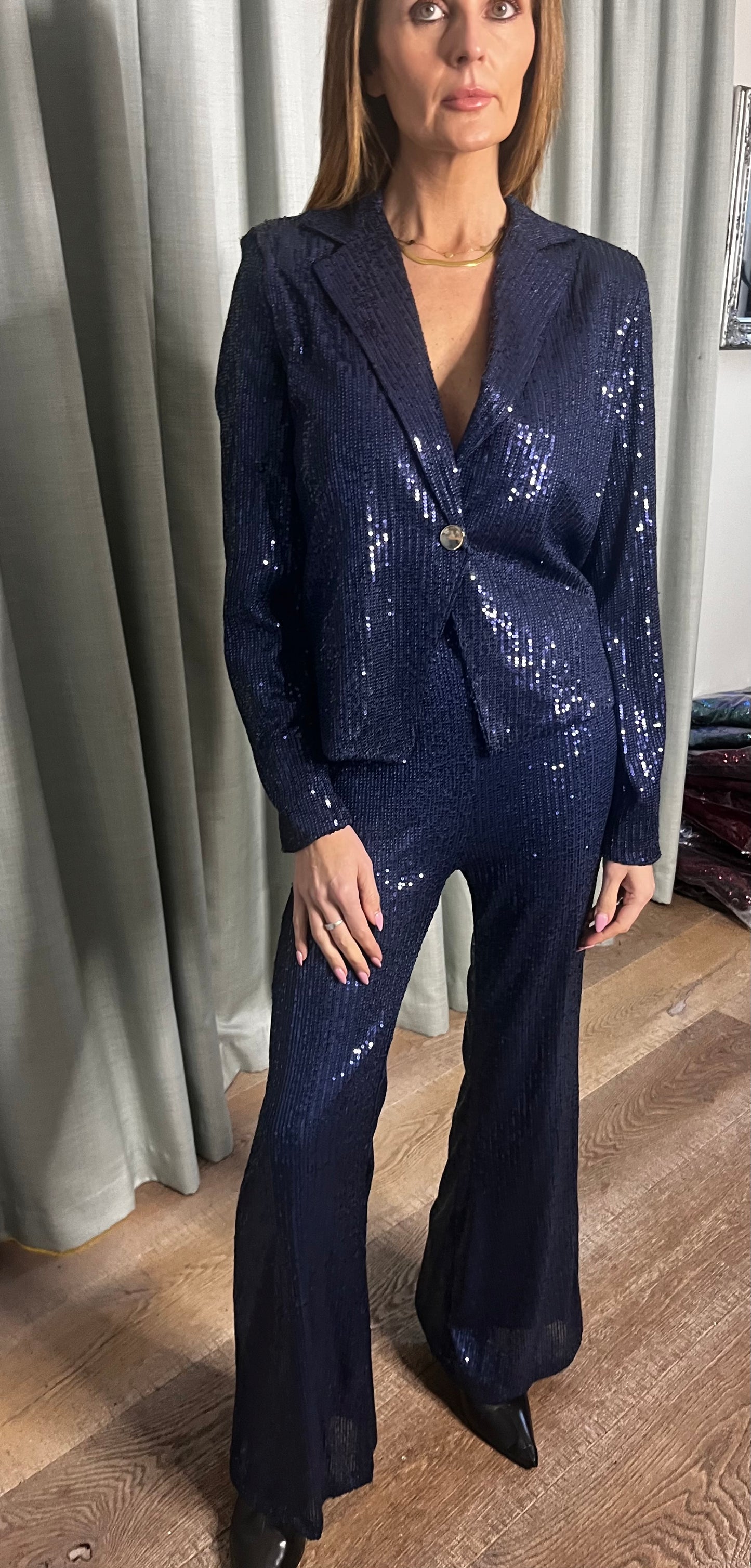 SEQUIN SUIT NAVY BLUE