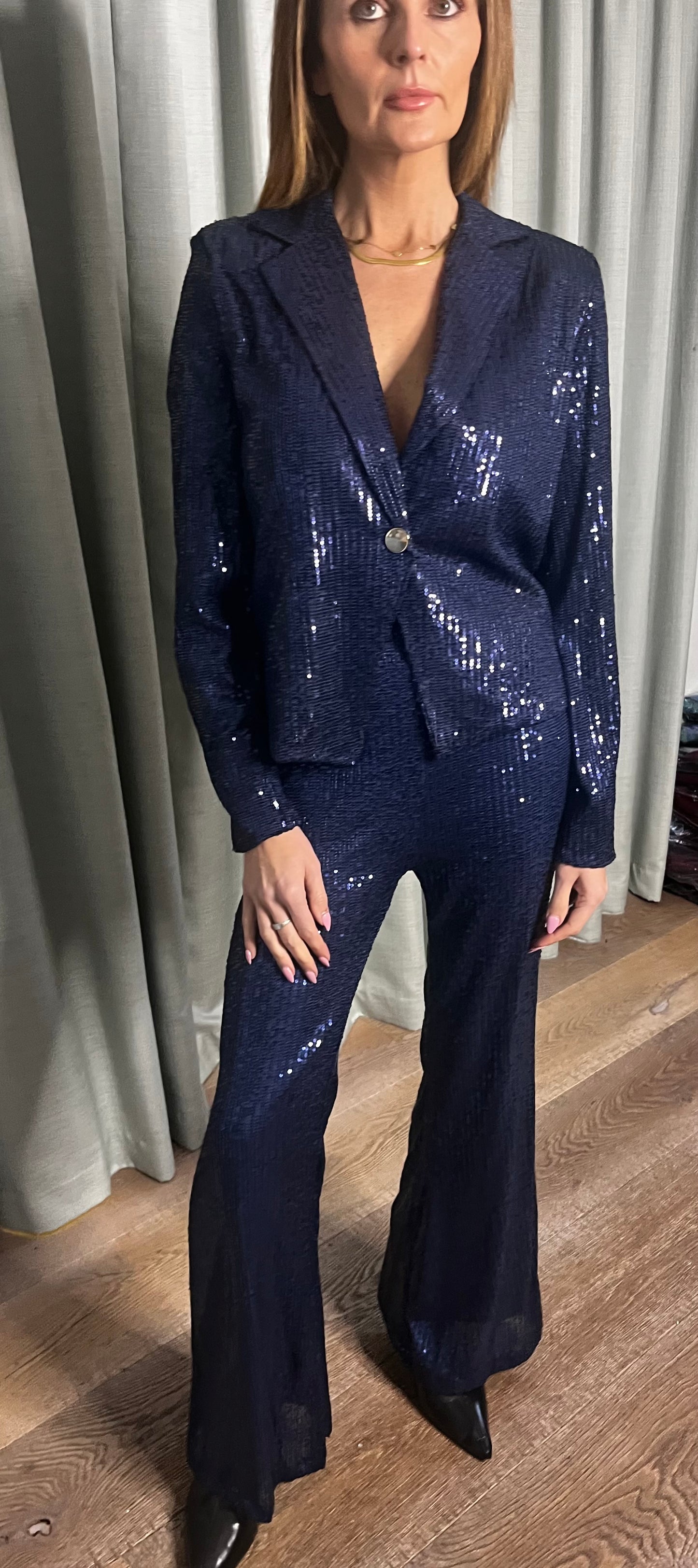 SEQUIN SUIT NAVY BLUE