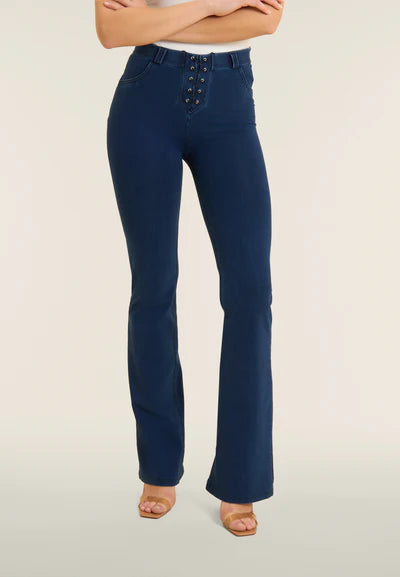 Freddy Lace Up Detail Denim High Waist Flares