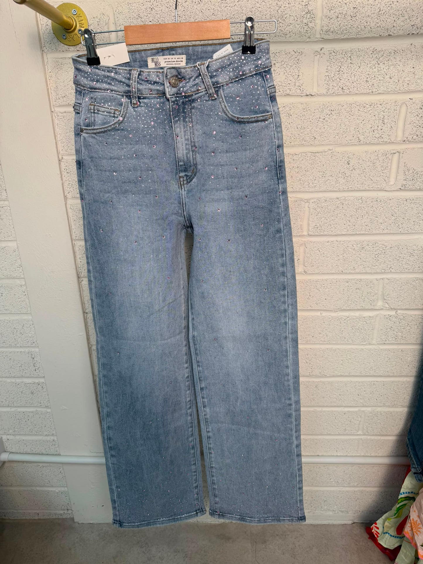 Pink Swarovski Crystal Denim Bootcut Jeans
