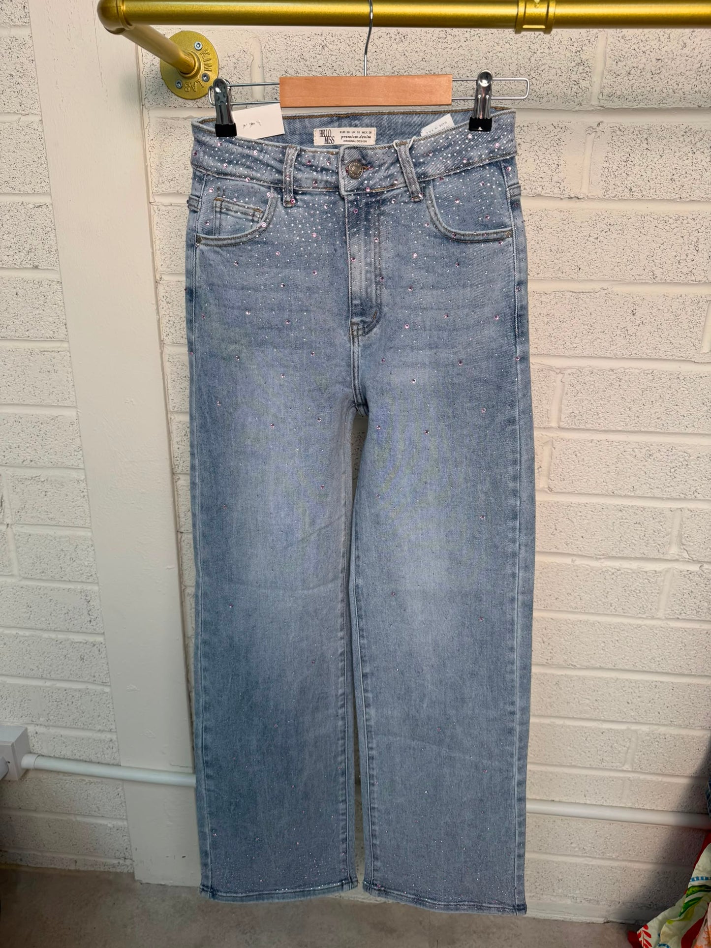 Pink Swarovski Crystal Denim Bootcut Jeans