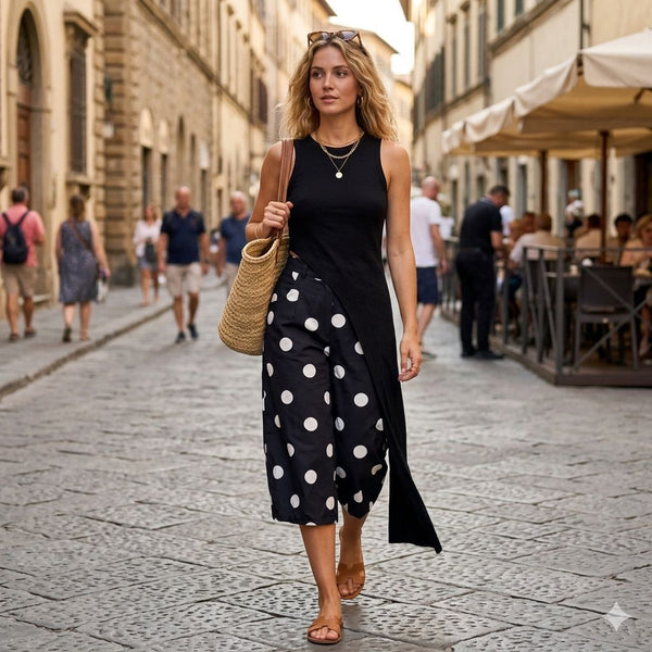 Two-Piece Polka Dot Set Black & White