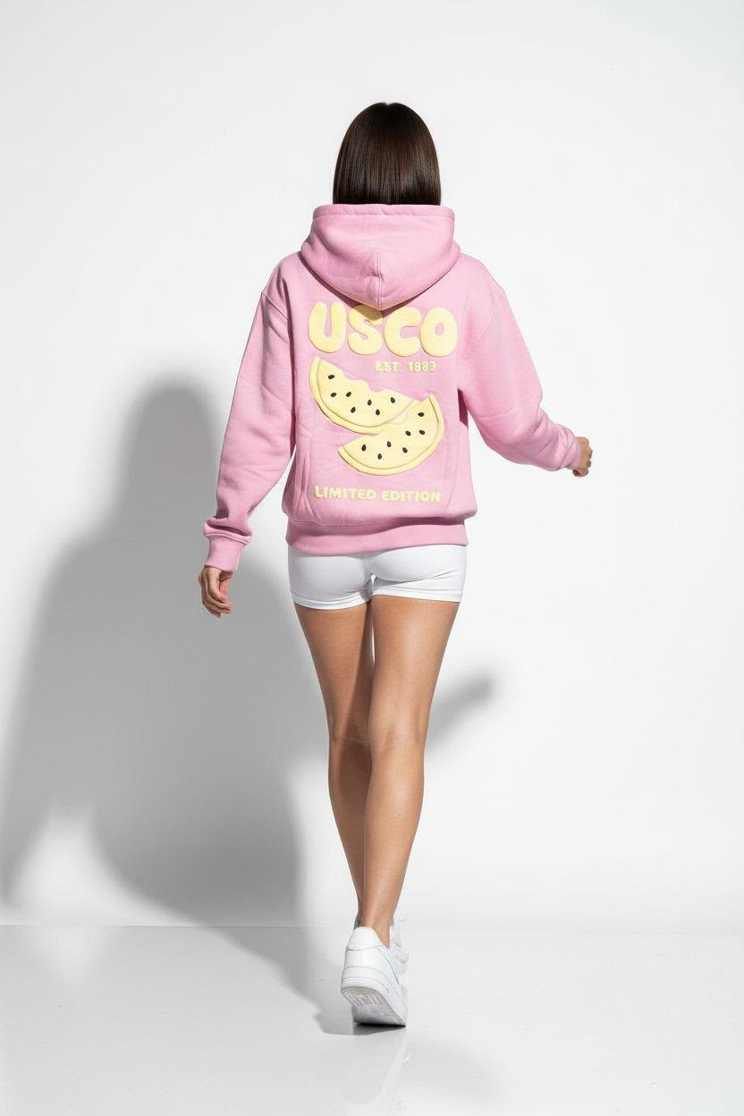 USCO Pink & Lemon Puff Print Hoodie