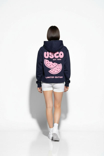 USCO Navy & Pink Puff Print Hoodie