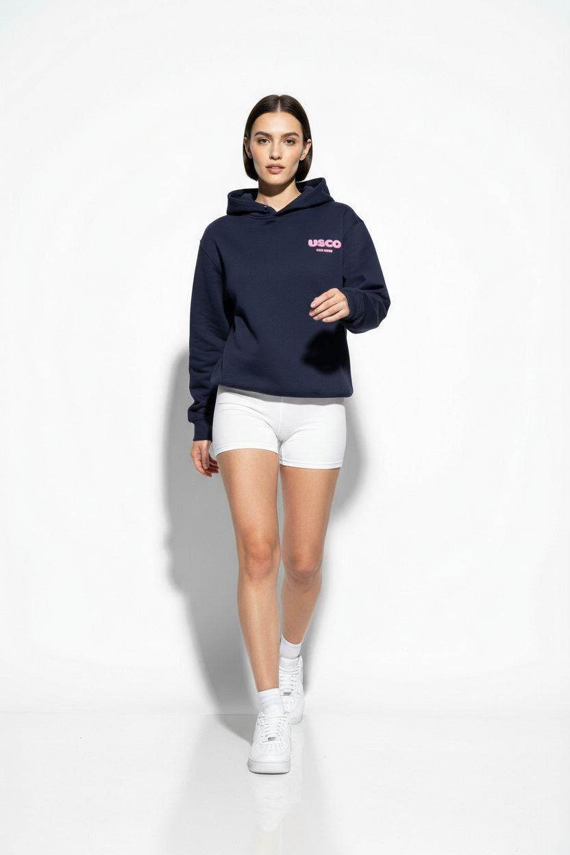 USCO Navy & Pink Puff Print Hoodie