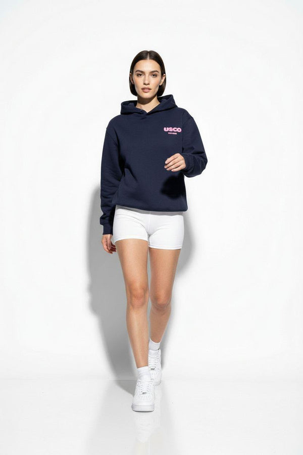 USCO Navy & Pink Puff Print Hoodie