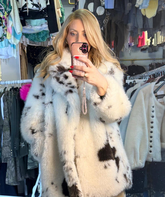 Spotted Faux Fur Coat