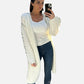 LARASFASHION WHITE LONG SOFT PIPED CARDI