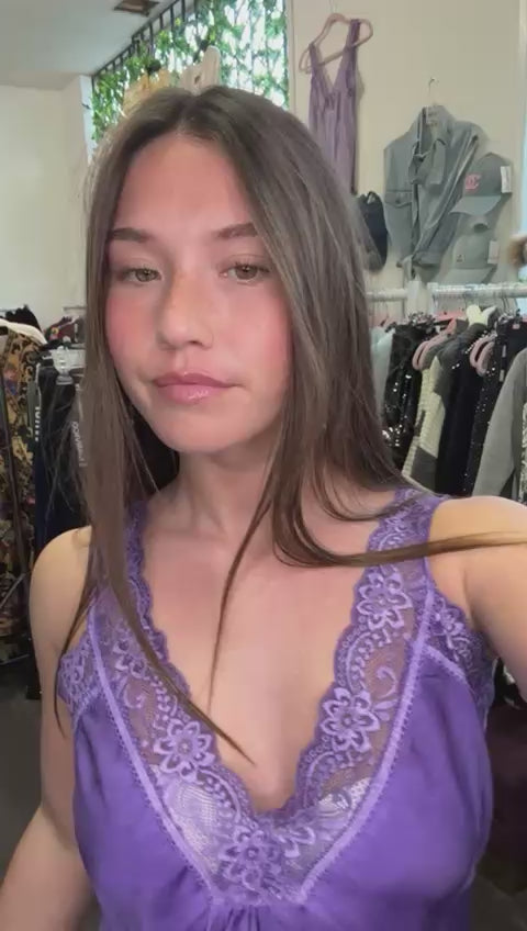 Purple Lace Silk Cami Top