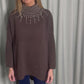 BROWN EMBELLISHED OVERSIZE KNIT