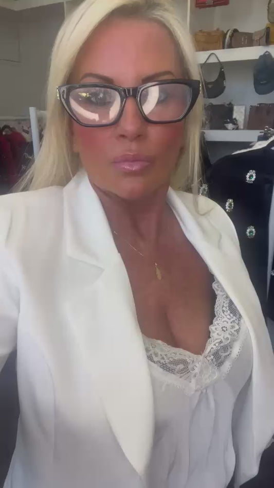 Tuxedo Crop Jacket White