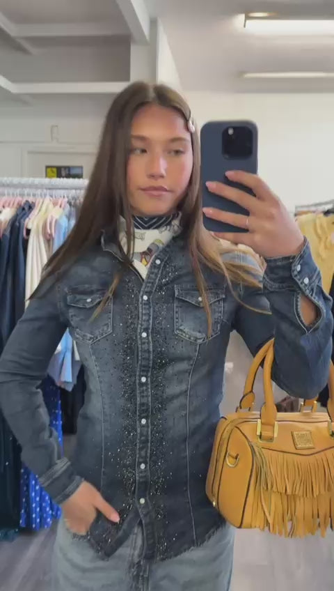 Denim Rhinestone Shirt