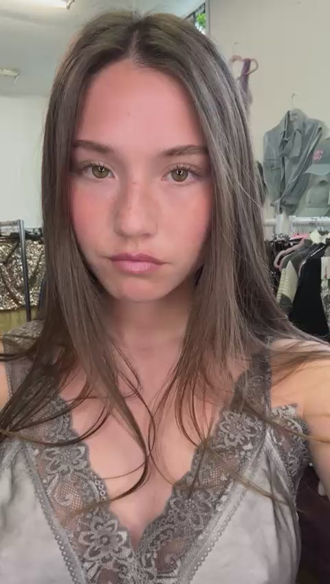 Grey Lace Silk Cami Top