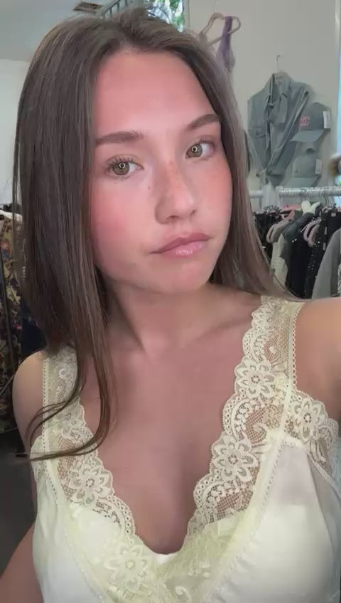 Lemon Lace & Silk Cami Top