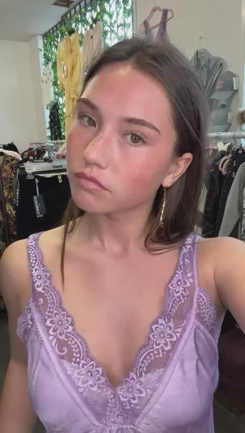 Lavender Lace Silk Cami Top