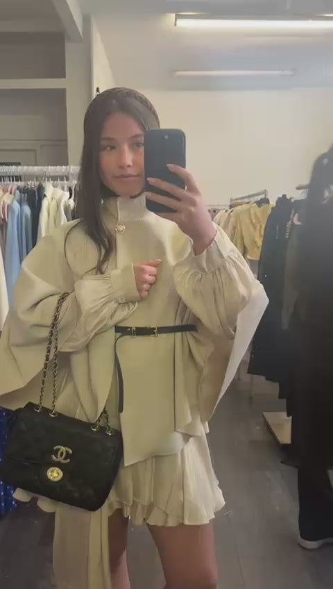 Beige Cape Belted
