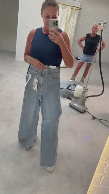 Pink Swarovski Crystal Denim Bootcut Jeans